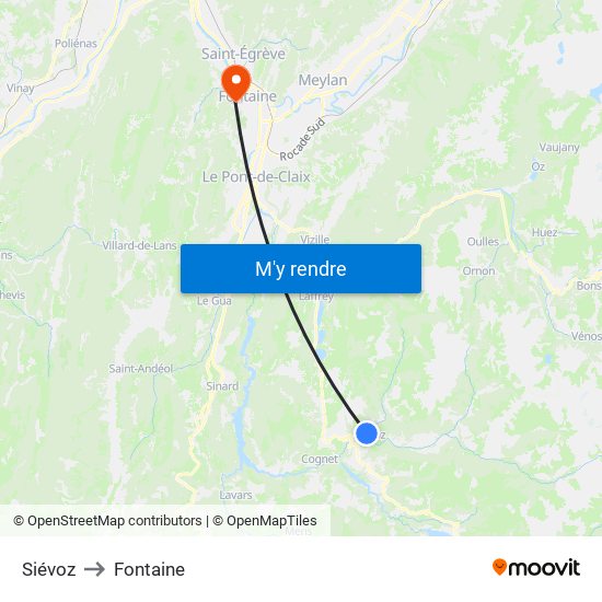 Siévoz to Fontaine map