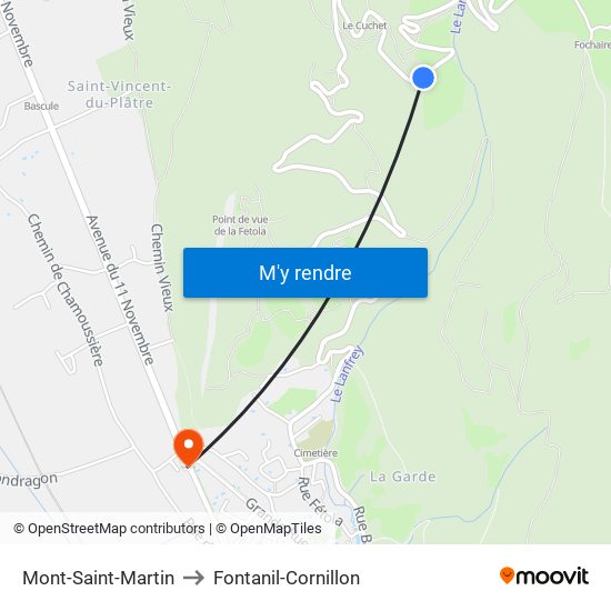 Mont-Saint-Martin to Fontanil-Cornillon map