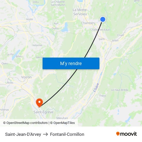 Saint-Jean-D'Arvey to Fontanil-Cornillon map