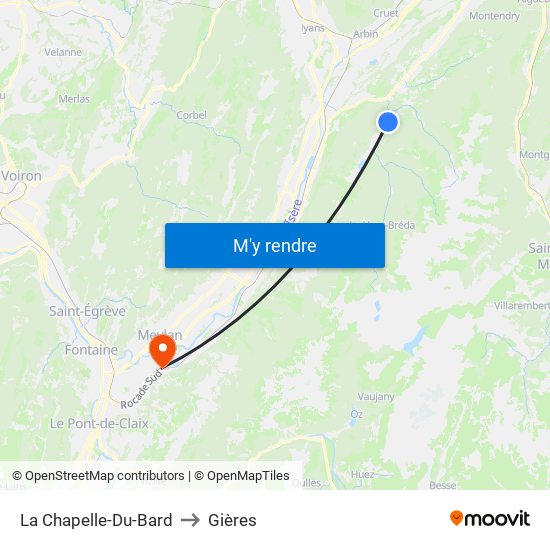 La Chapelle-Du-Bard to Gières map