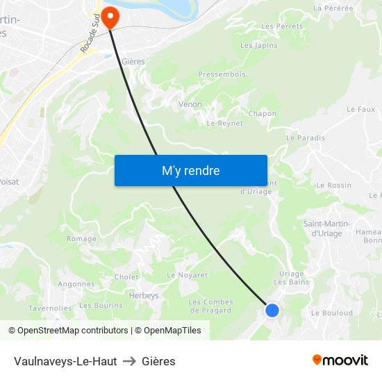Vaulnaveys-Le-Haut to Gières map