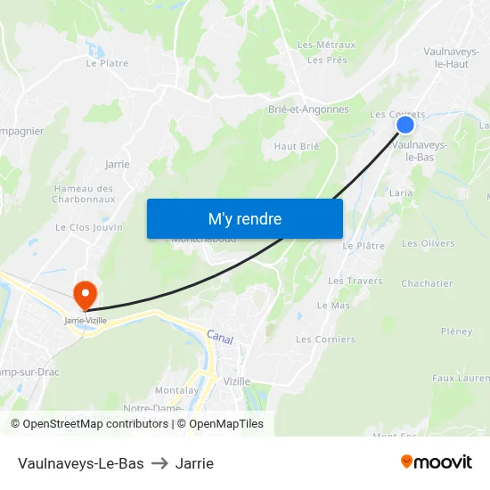 Vaulnaveys-Le-Bas to Jarrie map