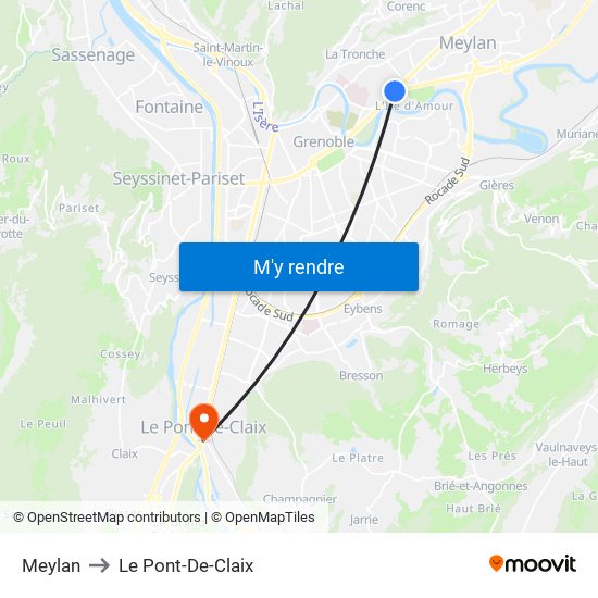 Meylan to Le Pont-De-Claix map