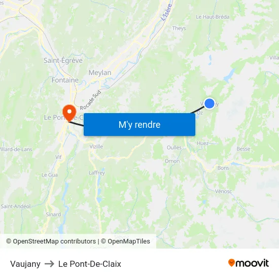 Vaujany to Le Pont-De-Claix map
