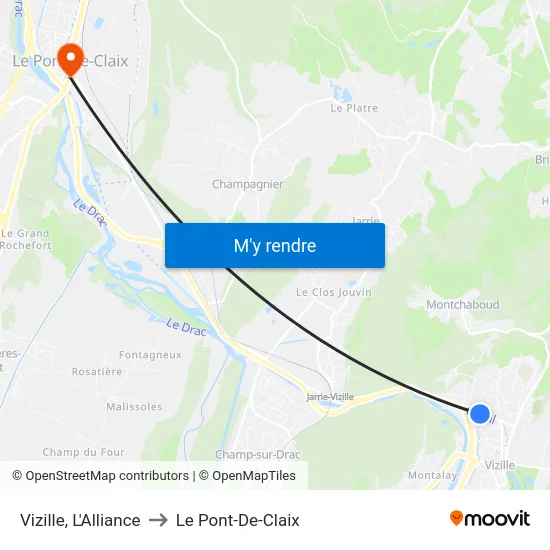 Vizille, L'Alliance to Le Pont-De-Claix map