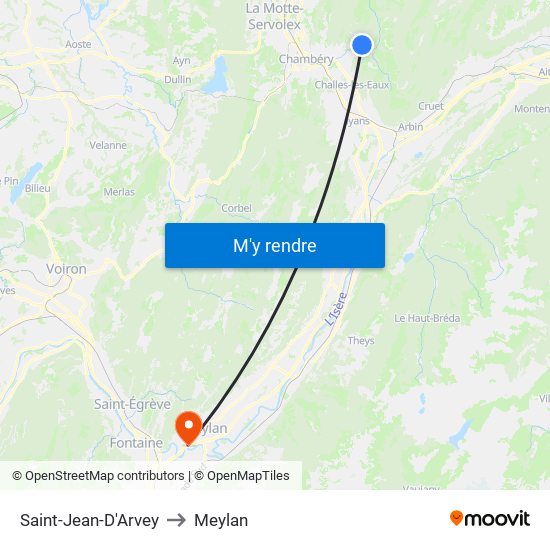 Saint-Jean-D'Arvey to Meylan map