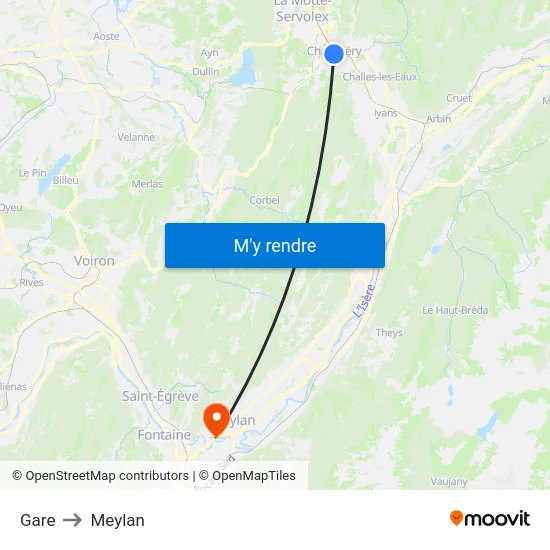 Gare to Meylan map