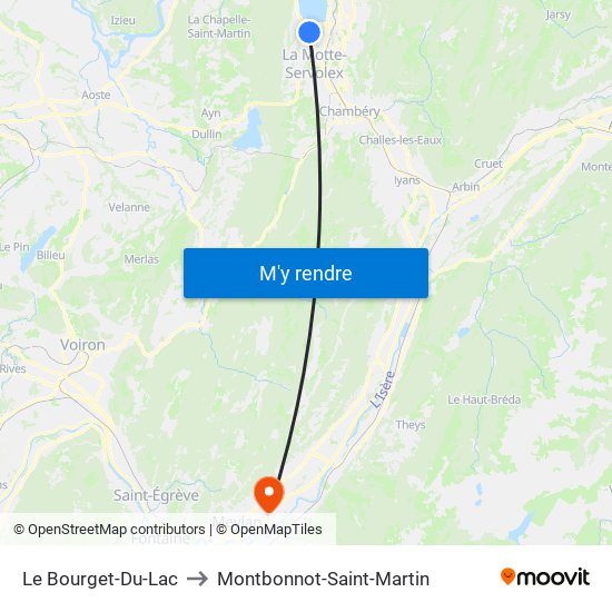 Le Bourget-Du-Lac to Montbonnot-Saint-Martin map