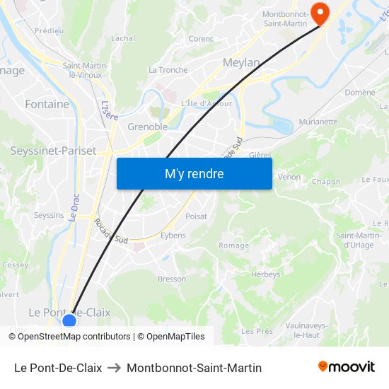 Le Pont-De-Claix to Montbonnot-Saint-Martin map