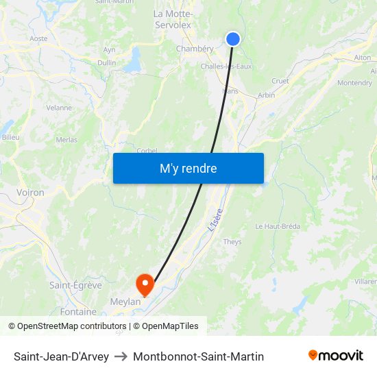 Saint-Jean-D'Arvey to Montbonnot-Saint-Martin map