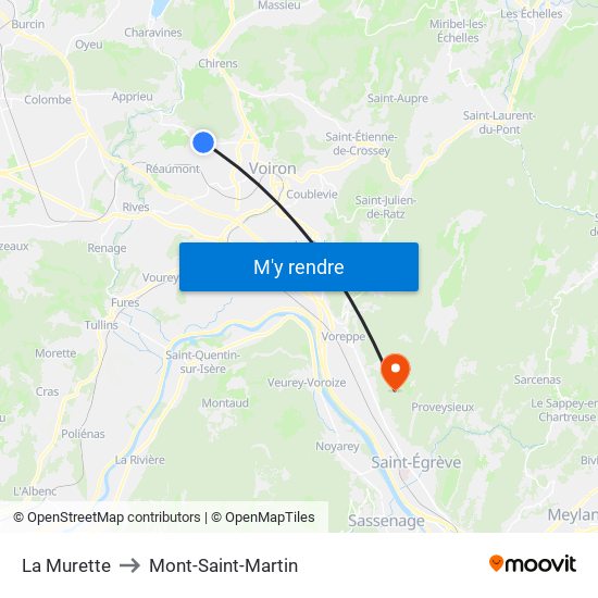 La Murette to Mont-Saint-Martin map