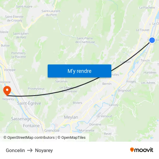 Goncelin to Noyarey map