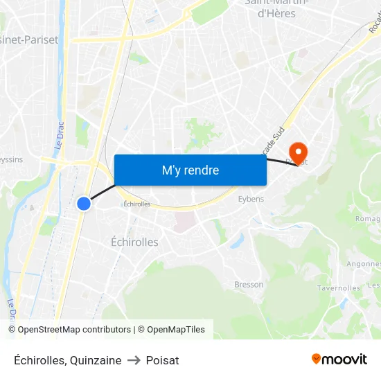 Échirolles, Quinzaine to Poisat map
