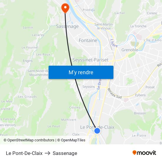 Le Pont-De-Claix to Sassenage map