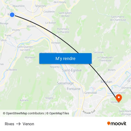 Rives to Venon map
