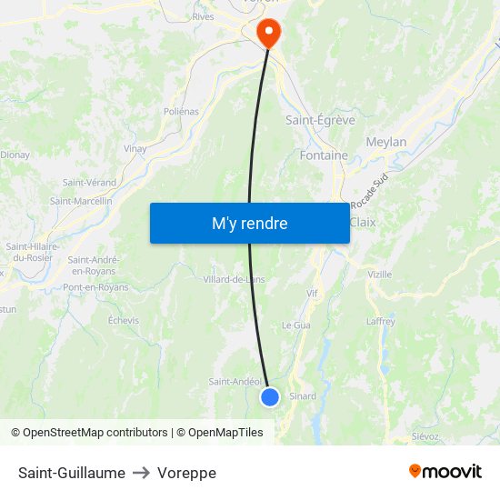 Saint-Guillaume to Voreppe map