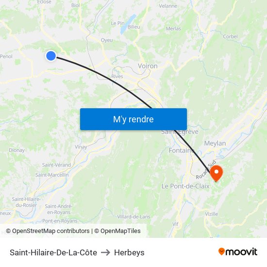 Saint-Hilaire-De-La-Côte to Herbeys map