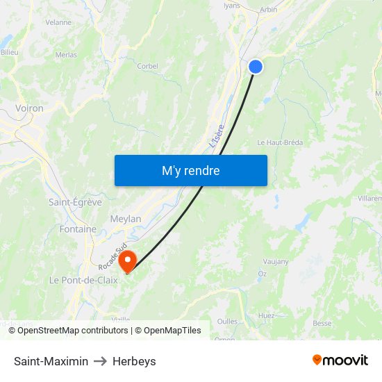 Saint-Maximin to Herbeys map