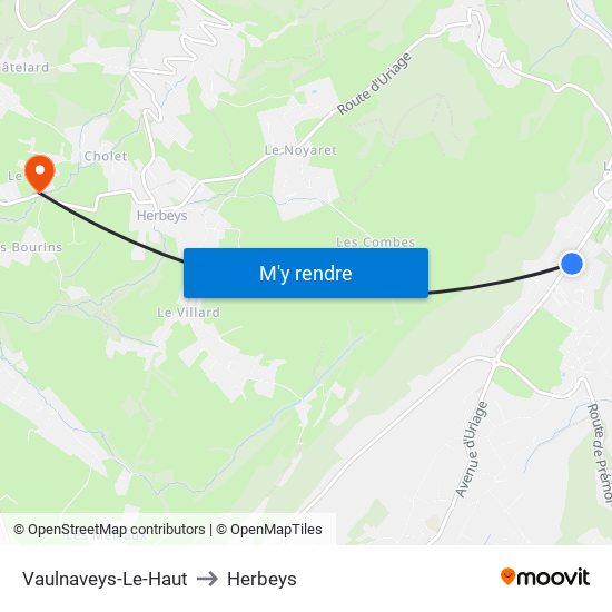 Vaulnaveys-Le-Haut to Herbeys map