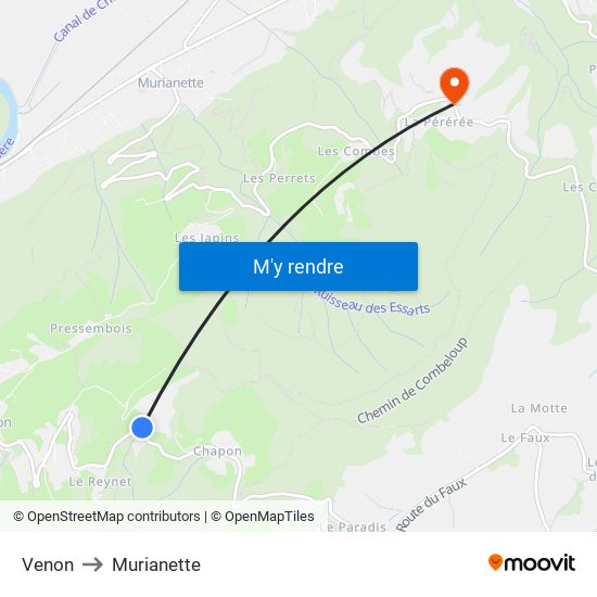 Venon to Murianette map