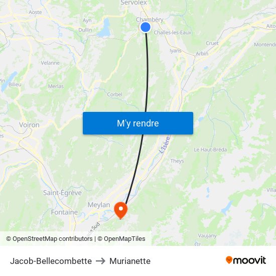 Jacob-Bellecombette to Murianette map