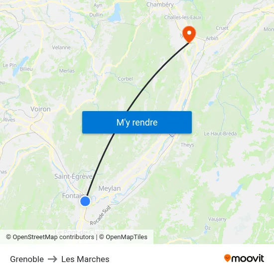 Grenoble to Les Marches map