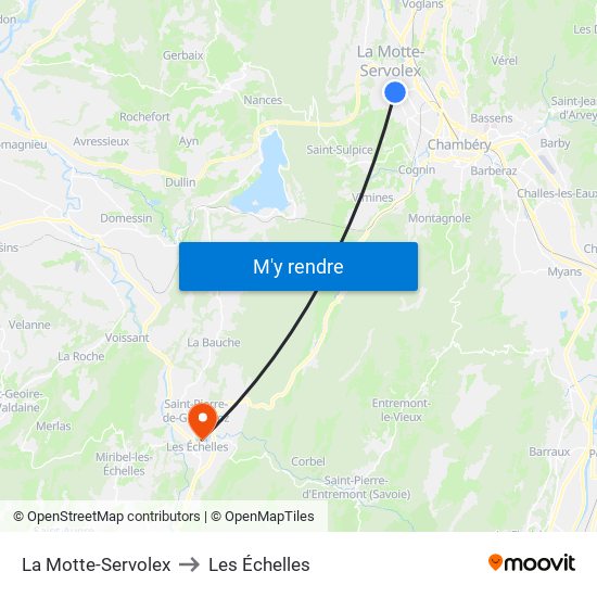 La Motte-Servolex to Les Échelles map