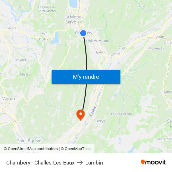 Chambéry - Challes-Les-Eaux to Lumbin map