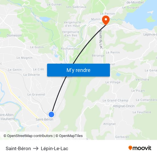 Saint-Béron to Lépin-Le-Lac map