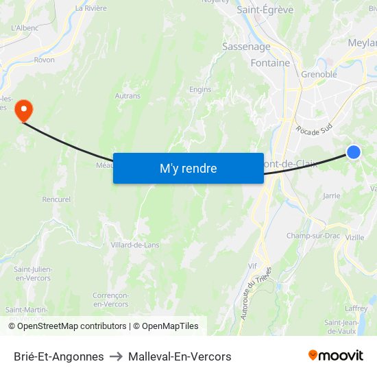 Brié-Et-Angonnes to Malleval-En-Vercors map