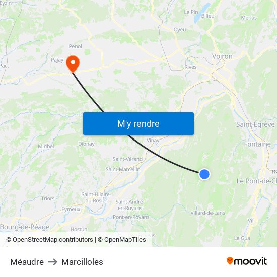 Méaudre to Marcilloles map