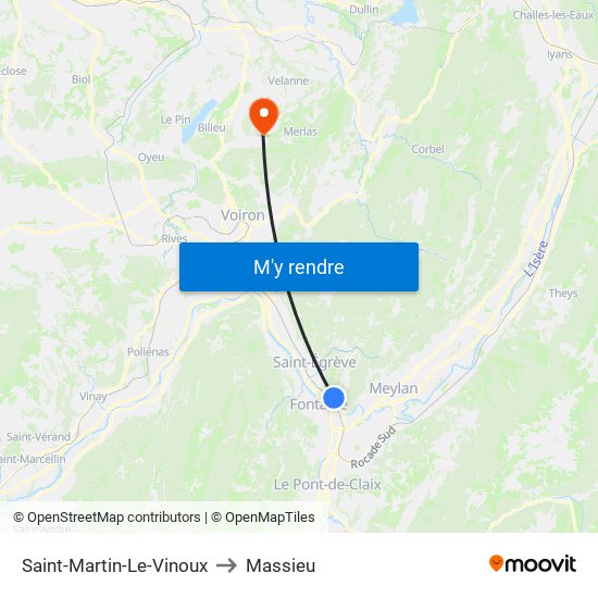 Saint-Martin-Le-Vinoux to Massieu map