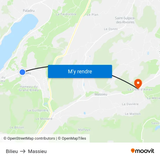 Bilieu to Massieu map
