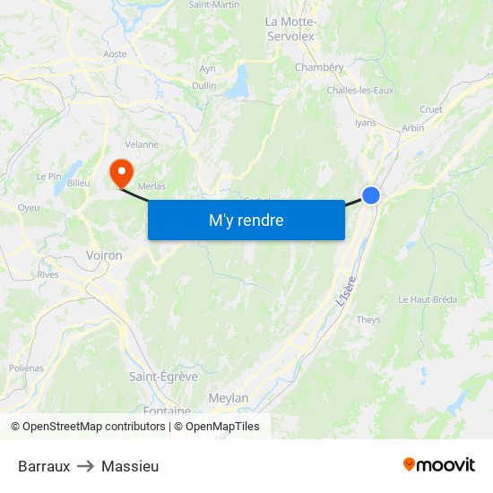 Barraux to Massieu map