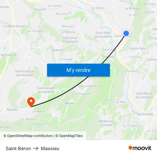Saint-Béron to Massieu map