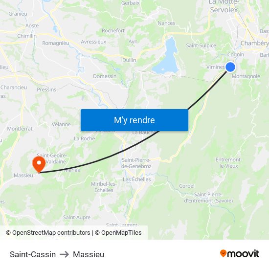 Saint-Cassin to Massieu map
