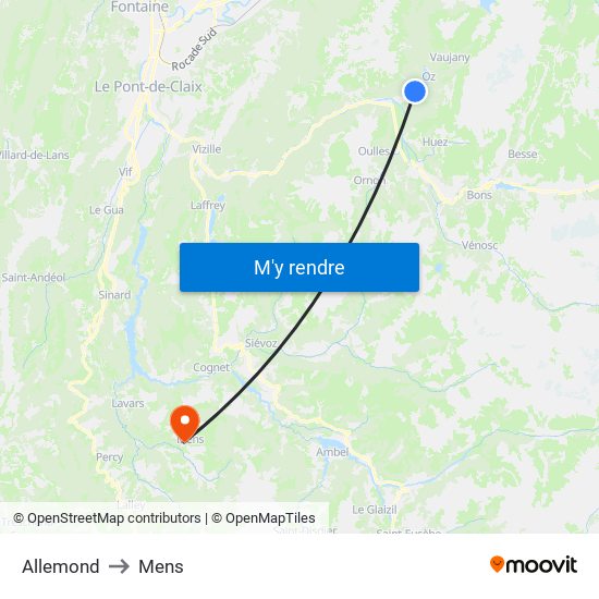 Allemond to Mens map