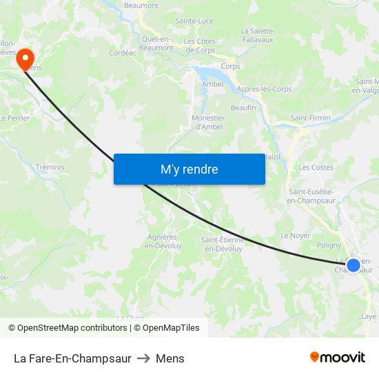 La Fare-En-Champsaur to Mens map