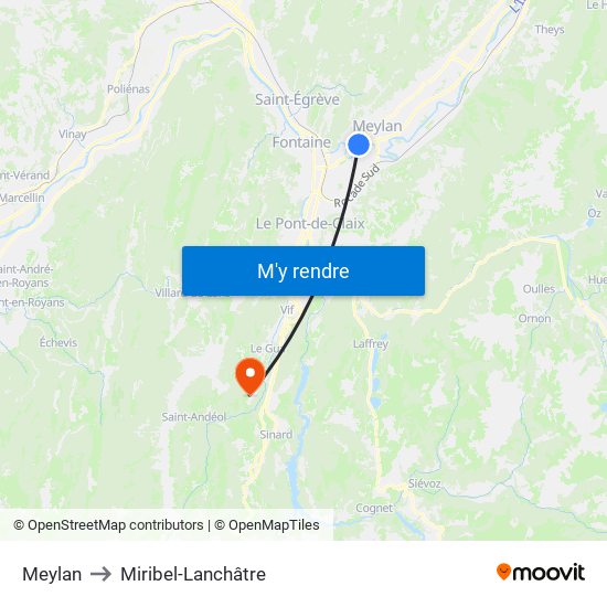 Meylan to Miribel-Lanchâtre map