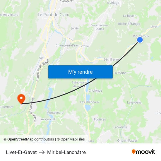 Livet-Et-Gavet to Miribel-Lanchâtre map