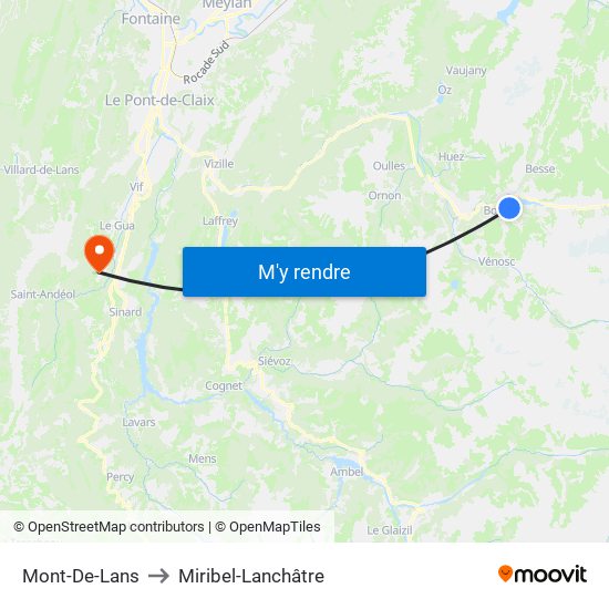 Mont-De-Lans to Miribel-Lanchâtre map