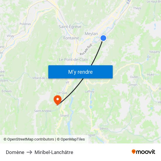 Domène to Miribel-Lanchâtre map