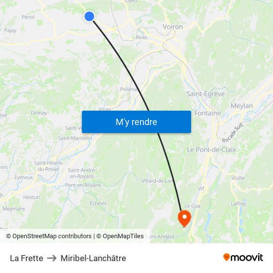 La Frette to Miribel-Lanchâtre map