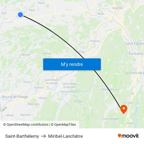 Saint-Barthélemy to Miribel-Lanchâtre map