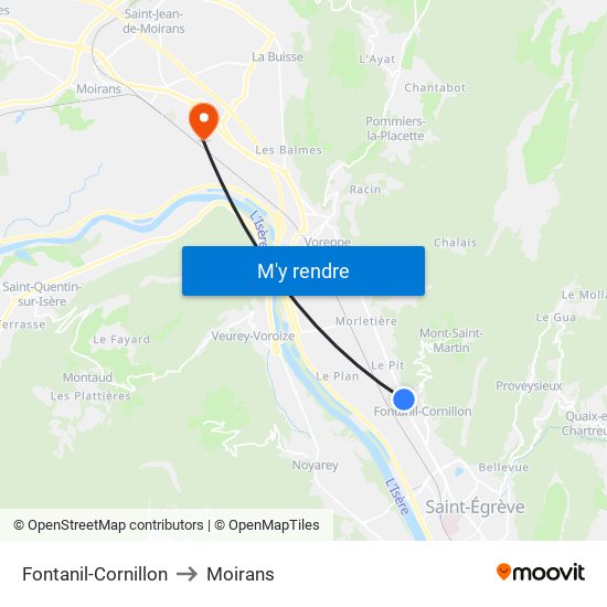 Fontanil-Cornillon to Moirans map