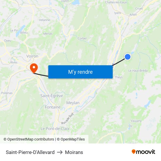 Saint-Pierre-D'Allevard to Moirans map