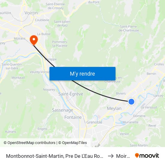 Montbonnot-Saint-Martin, Pre De L'Eau Rond Point to Moirans map