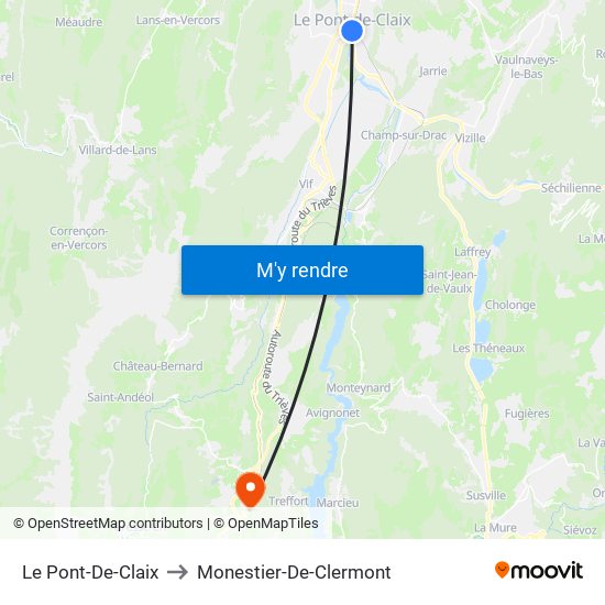 Le Pont-De-Claix to Monestier-De-Clermont map