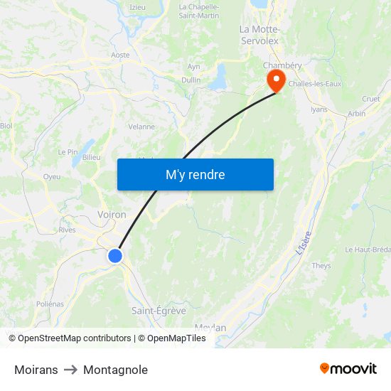 Moirans to Montagnole map