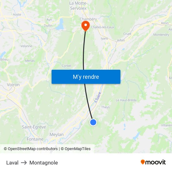 Laval to Montagnole map